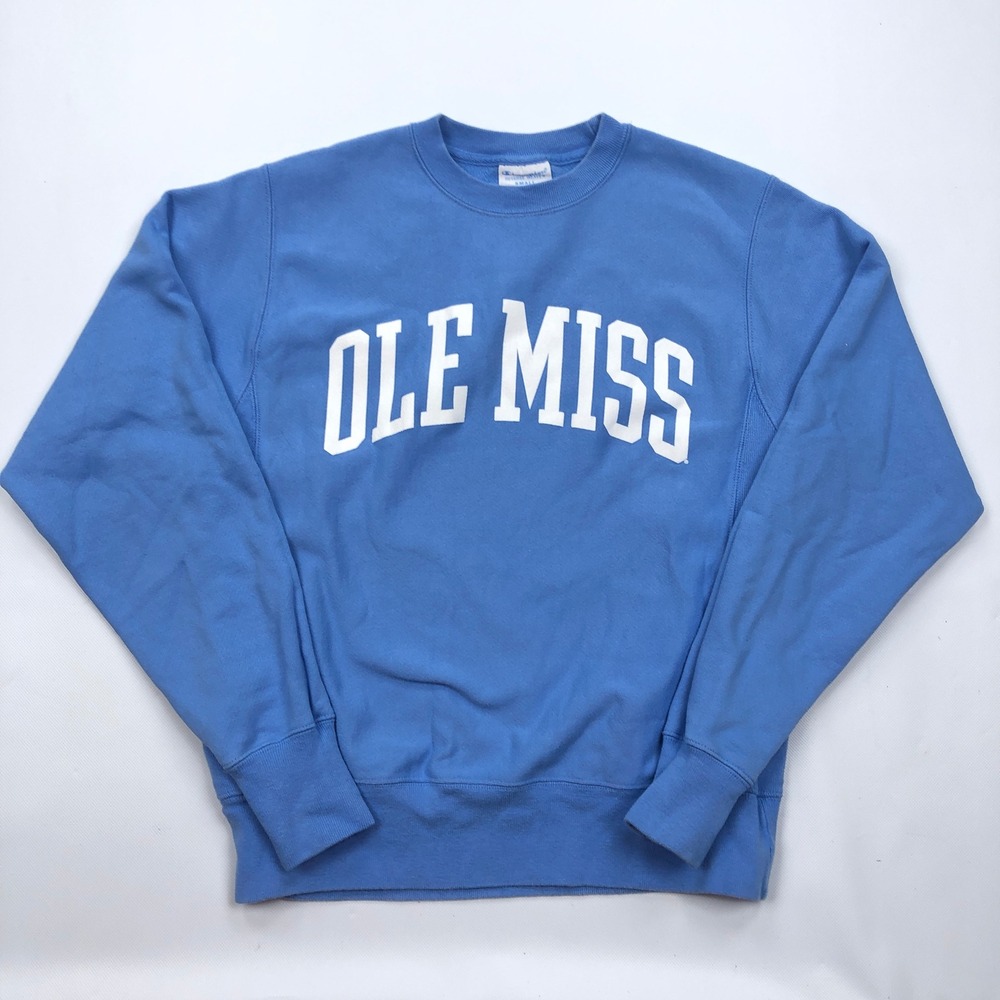 Champion Reverse Weave Ole Miss Sweatshirt Blue Women Small Collegiate